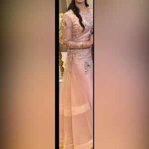 Terani Couture Blush Embellished Long Sleeve Gown